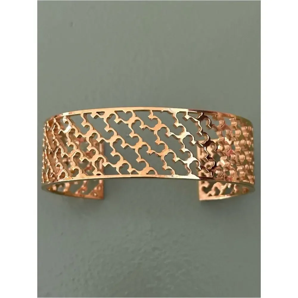 Tory Burch Gold Plated Statement Logo T Wide Cuff Bracelet NWOT